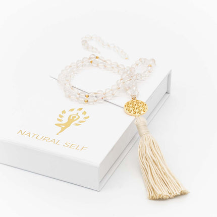 Fleur de Vie - Bergkristall Mala