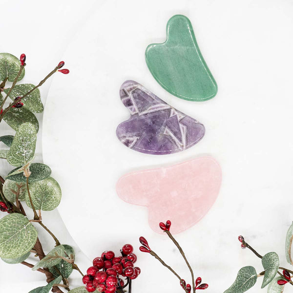 Natural Self Gua Sha Rosenquarz Amethyst Aventurin