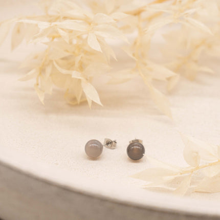 Alea - Grauer Achat Ohrstecker
