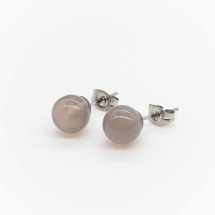 Alea - Grauer Achat Ohrstecker